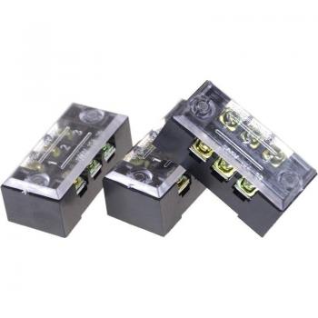 3pcs Dual Row Terminal Block Strip 600V 15A with Cover