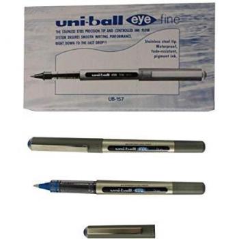Uni-Ball-Bolígrafo de tinta líquida Uni-Ball Rollerball Eye Fine UB-157 Azul 12 Unidades
