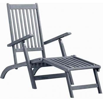 Sdraio Estiva con Poggiapiedi in Acacia Lavato