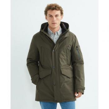 Bugatti Langjacke, mit Kapuze, mit innenliegendem Strickkragen