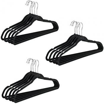 Cintres WENKO en velours noir, pack de 15, 46 cm