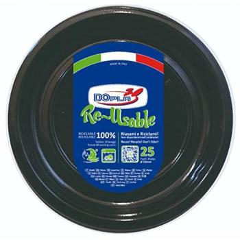 Piatti Di Plastica Neri Riutilizzabili Ø22 cm