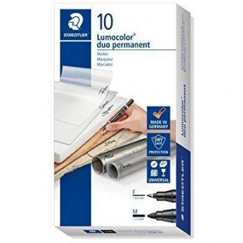 Staedtler Lumocolor Duo 10 marqueurs permanents Noir