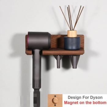 Porte‑sèche-cheveux Dyson en bois noble, murale