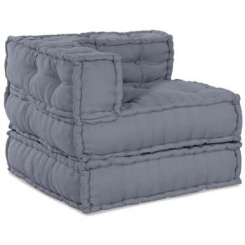 Pouff Modulare in Tessuto Grigio 70x70x54