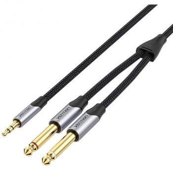 Vention Miniklinke 3,5 mm zu 2 x 6,5 mm Klinke Kabel 1,5 m (grau)