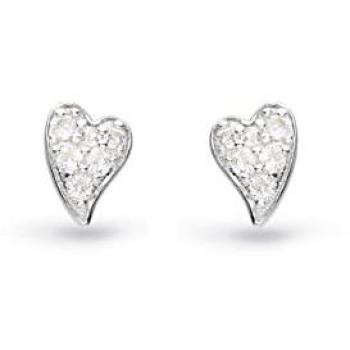 White Topaz Heart Stud Earrings by Kit Heath
