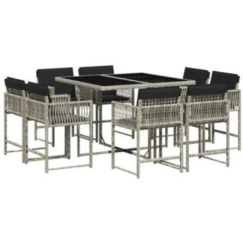Set Urbano Jardín: 9 Cojines de Ratán Sintético Vidaxl, Color Gris Suave