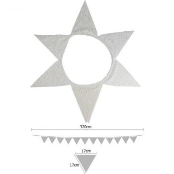 Fanions Blancs en Tissu sur Bandeau Rustique Jute – Accessoire Fête 3,2 m