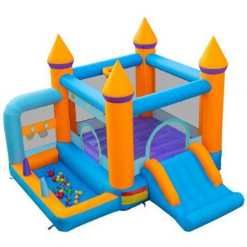 Costway Springburg für Kinder mit Rutsche und Bällebad