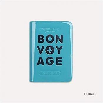 Stempels bon voyage porte-passeport bleu