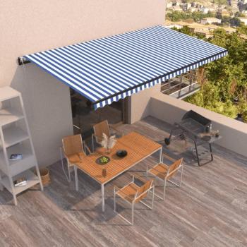 Toldo automático retráctil azul y blanco 600x350 cm Vidaxl