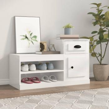 Armoire à chaussures blanc brillant 100x42x60 cm en bois ingénierie