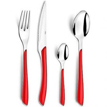 Amefa ECLAT 18/0 Stainless Steel Cutlery Collection – 24 Pieces, Red (6 Guests)