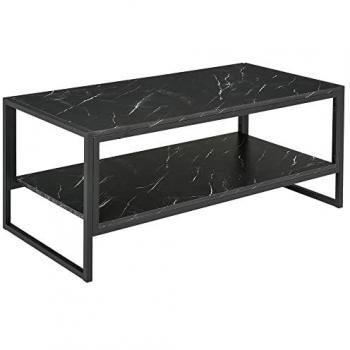 HOMCOM Elegant Two-Tier Marble Effect Coffee Table Metal Frame 106L X 50W x45H c
