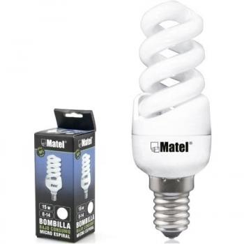 E14 Espiral 20W Luz Fría Matel Bajo Consumo