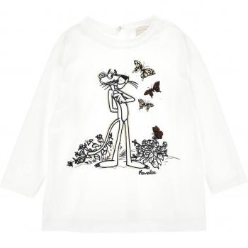 Monnalisa T-shirt bianca con ricamo Pantera Rosa, taglia 8