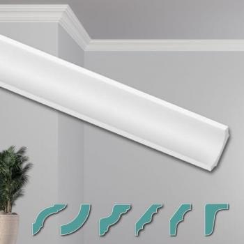 Décor de plafond HEXIMO : corniche polystyrène XPS blanc, 2 m