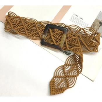 Cinturón de cuero tejido para mujer