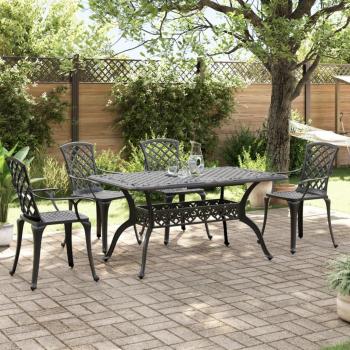 5 Piece Patio Dining Set, Black, Cast Aluminium, vidaXL