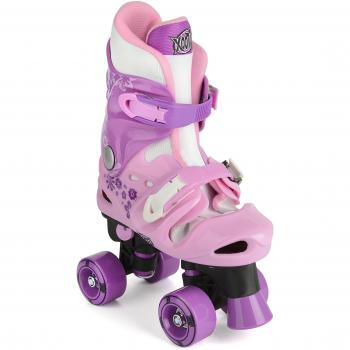 Adjustable Pink Flower Design Quad Skates for Kids by Xootz