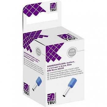 Tru Components 8436612 Aderendhülse 1 x 2.50 mm² 8 mm Teilisoliert Blau 100 St