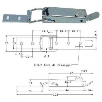 Chiusura a leva 1510 zincata (mm 102)