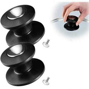 Kadax 2er Set Topfdeckelknöpfe Schwarz-Silber