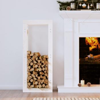 Pine Firewood Stand White 41x25x100 cm