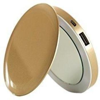Gold Hyper Pearl LED Compact Mirror & 3kWh USB Power Bank