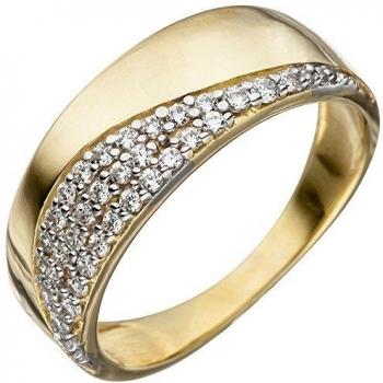 JOBO 333‑Gold‑Ring für Damen – Gelbgold bicolor mit Zirkonia, Größe 50