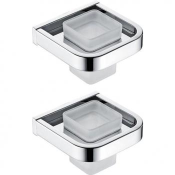 Accessoire de salle de bain : porte-brosse à dents en acier et gobelet