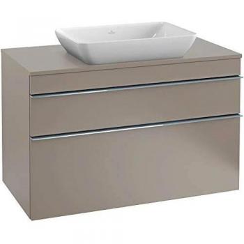 Villeroy und Boch Venticello Waschtisch-Unterschrank, 75,7 cm, Griff in Chrom, Glas in Glossy Grey