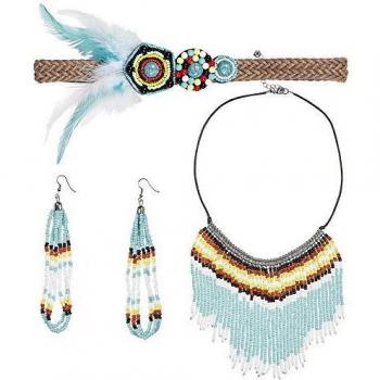 Widmann S.r.l. Kostüm Native Schmuck Set 4-tlg., Mehrfarbig
