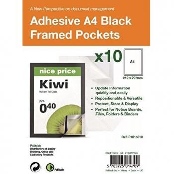 Self Adhesive A4 Black Display Frames with Magnetic Closure Pack 10