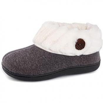 VelvetGrip House Shoes – Women’s Grey Memory Foam Slippers