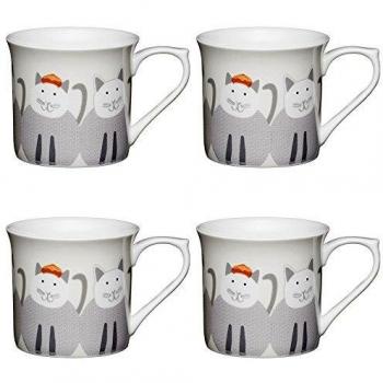 China Fluted Cat Mugs – KitchenCraft 300 ml Set