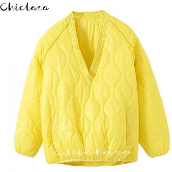 Parka Amarilla Para Mujer Otoño/Invierno