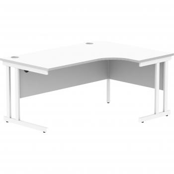 Steel Double Cantilever Office Corner Table – White