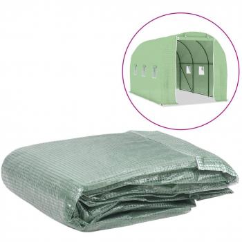 Remplacement de couverture de serre vidaXL – 200 × 343 × 200 cm – Verte, 6 fenêtres + 1 porte