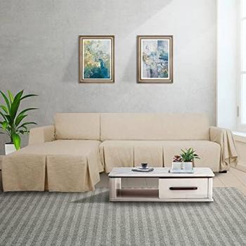MAXIJIN Linen Sofa Slipcover with Ruffles