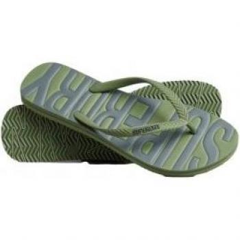 Chanclas veganas Superdry Vintage Logo verde caqui gris para mujer