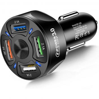 USB Auto Charger 4 Poorten 48W voor iPhone en Android