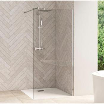 Smart Design Kinedo: Mampara Fija de Ducha Ancho 100 cm Alto 198,3 cm con Barra Cromada