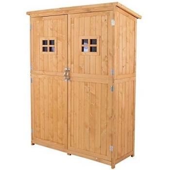 Outsunny Wooden Tool Storage Cabinet with Windows