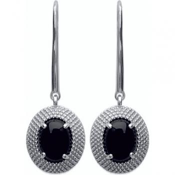 Sappho Noir Argent – Boucles 32x11 mm