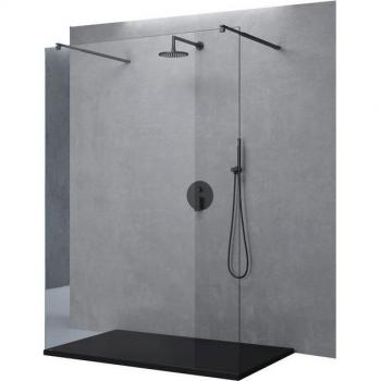 Walk‑in Doporro Box Doccia 100×200 cm – Parete Vetro 8 mm Anticalcare, Bracci Telescopici in Acciaio nero MMBr3