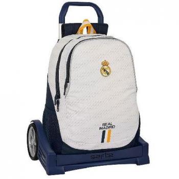 Mochila Escolar con Ruedas Real Madrid C.F. Blanco 32 x 16 x 44 cm