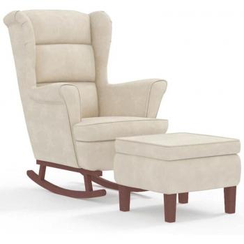 Fauteuil bébé relaxant « Bois & Velours » – base en bois, assise crème