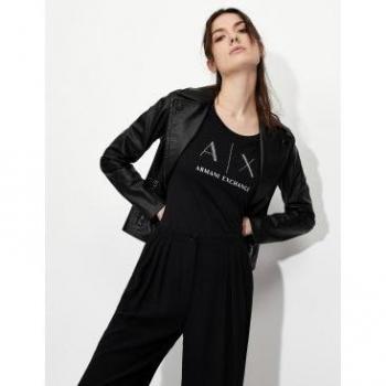 Emporio Armani Ladies' Black Biker Faux Leather Coat, XS